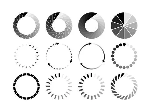 Set of website loading black icon isolated on white background. Download or u イラスト素材