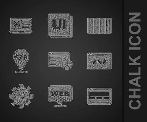 Set Website statistic, and graphic design, UI or UX, Front end development Illustrazione stock