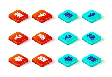 Set Website statistic, Front end development, and icon. Vector Illustrazione stock