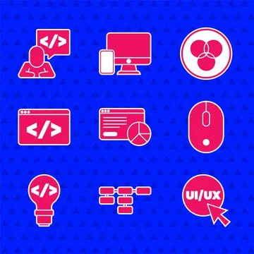 Set Website statistic, Site map, UI or UX design, Computer mouse, Front end Illustrazione stock