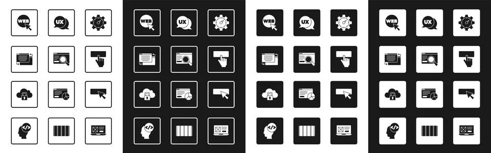 Set Website statistic, UI or UX design, and graphic, Keyboard, and Cloud Stock Illustration