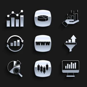 Set Website template, Browser with stocks market, Monitor graph chart, Sale.. Stockillustratie