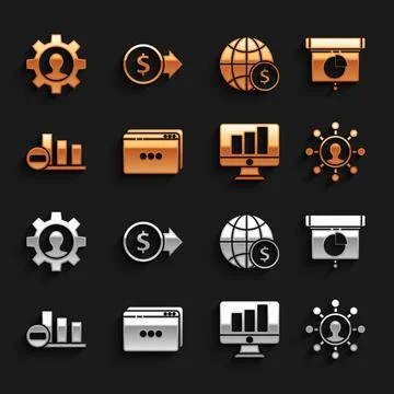 Set Website template, Graph, chart, diagram, infographic, Business network and Stockillustratie