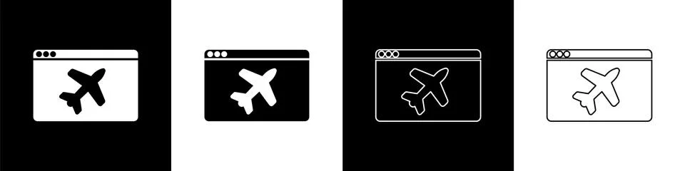 Set Website template icon isolated on black and white background. Internet Ilustración de archivo
