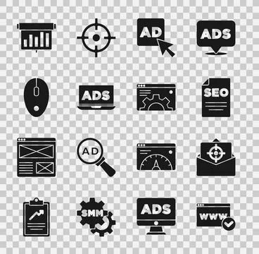 Set Website template, Mail and e-mail, SEO optimization, Advertising, Compu.. 스톡 일러스트