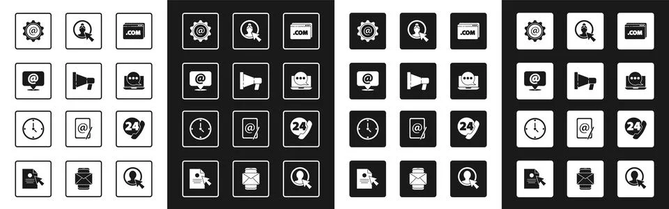 Set Website template, Megaphone, Mail and e-mail, Chat messages notificatio.. Stock Illustration