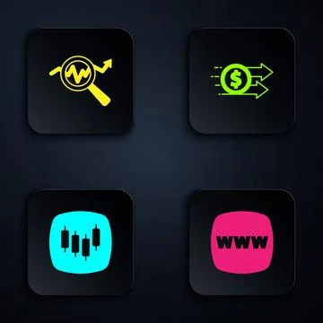 Set Website template, Search data analysis, Browser with stocks market and .. 스톡 일러스트