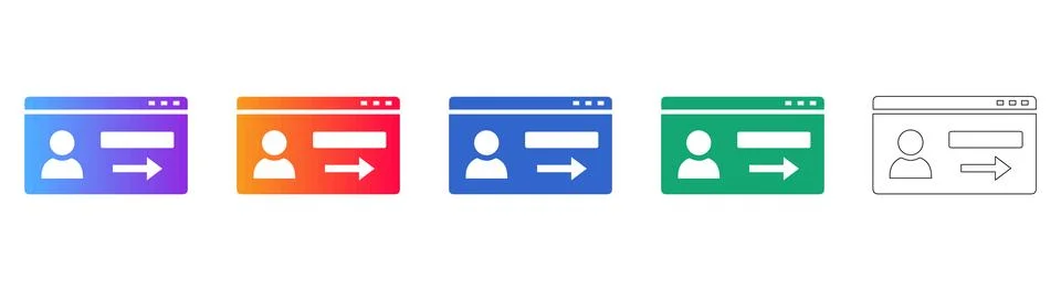 Set of Website User Interface Icons in Multiple Color Styles 库存插图
