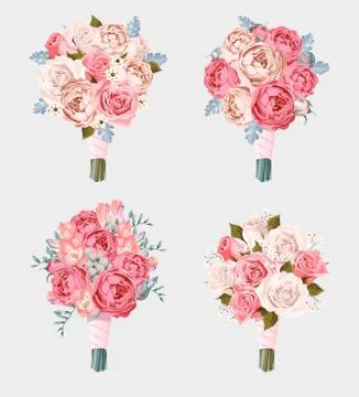 Set of wedding bouquets Stock Illustration