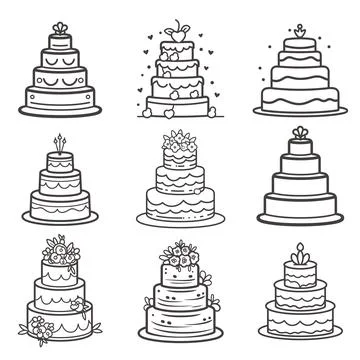Set of wedding cake icon vector Stock Illustration