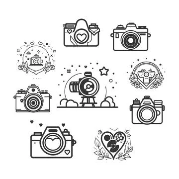 Set of wedding camera and video icon vector Stock Illustration