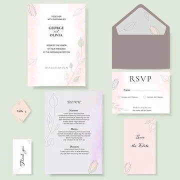 Set of Wedding Card Template Background. Vector Illustration. For Invitation Stock Illustration