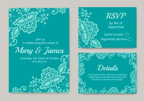 Set of wedding cards Stock Illustration