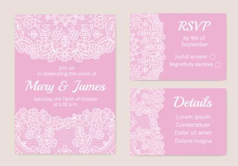 Set of wedding cards Stock Illustration