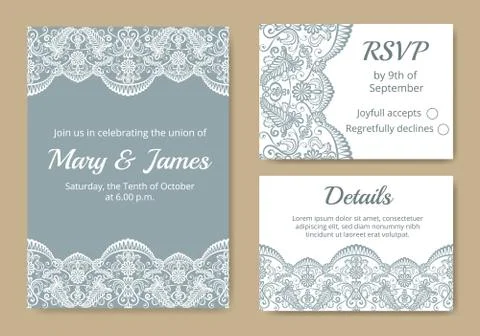Set of wedding cards Stock Illustration