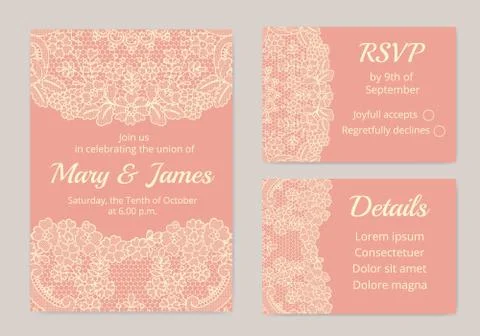 Set of wedding cards Stock Illustration