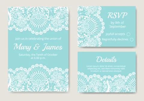 Set of wedding cards Stock Illustration