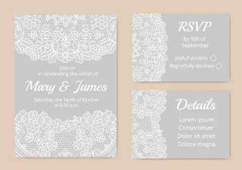 Set of wedding cards Stock Illustration