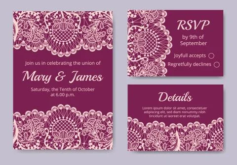 Set of wedding cards Stock Illustration