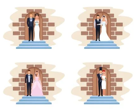 Set of wedding couple Illustrazione stock