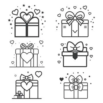 Set of Wedding gift box icon vector Stock Illustration