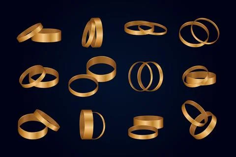 Set of wedding gold rings. Vector illustration Stock Illustration