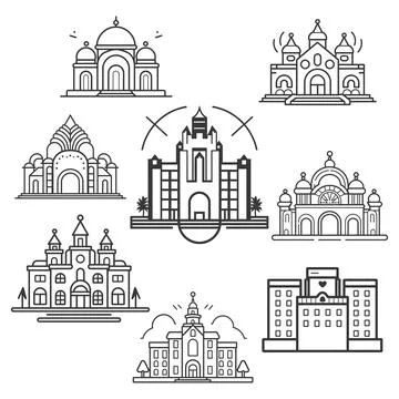 Set of wedding hotel icon vector Stock Illustration