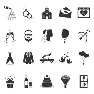 Set Of Wedding Icons Ilustração Stock