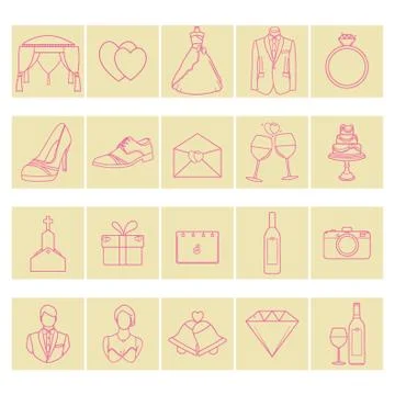 Set Of Wedding Icons Ilustração Stock