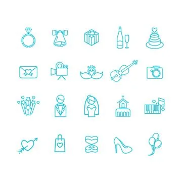 Set Of Wedding Icons Ilustração Stock