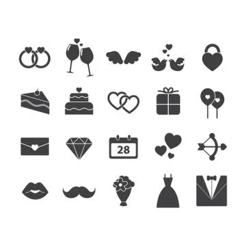 Set Of Wedding Icons Ilustração Stock