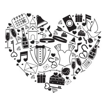 Set Of Wedding Icons Stock Illustration