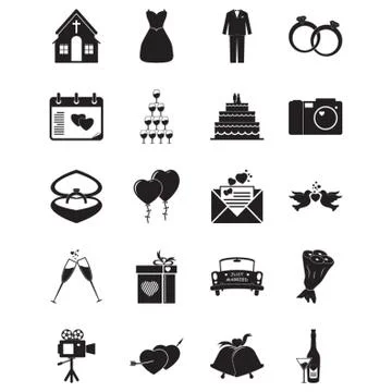 Set Of Wedding Icons Stock Illustration
