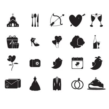 Set Of Wedding Icons Ilustração Stock