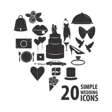 Set Of Wedding Icons Ilustração Stock