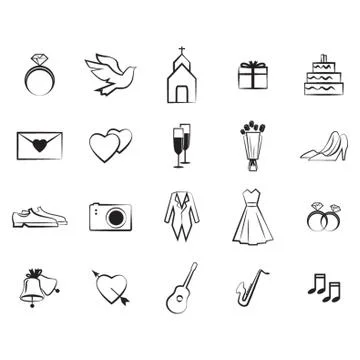 Set Of Wedding Icons Ilustração Stock