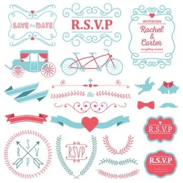 Set of Wedding Invitation Designs Illustrazione stock