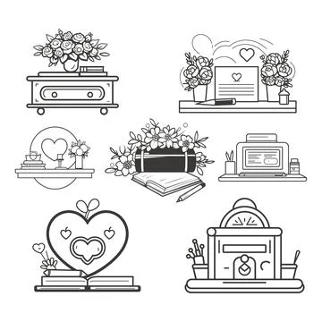 Set of wedding register icon vector Stock Illustration