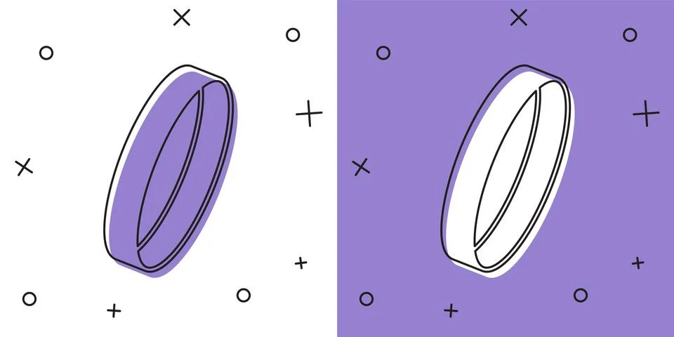 Set Wedding ring icon isolated on white and purple background. Bride and groom Stock Illustration