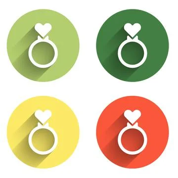 Set Wedding rings icon isolated with long shadow background. Bride and groo.. Ilustração Stock