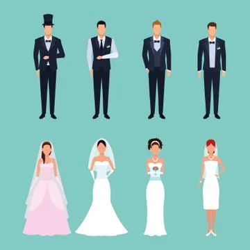 Set of wedding suits イラスト素材