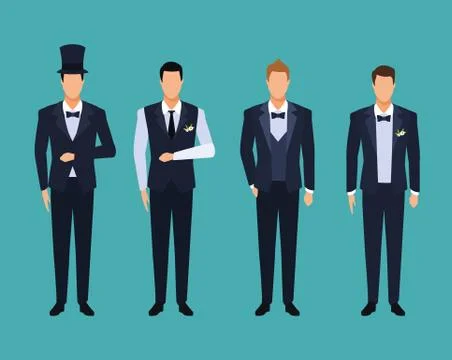 Set of wedding suits 스톡 일러스트