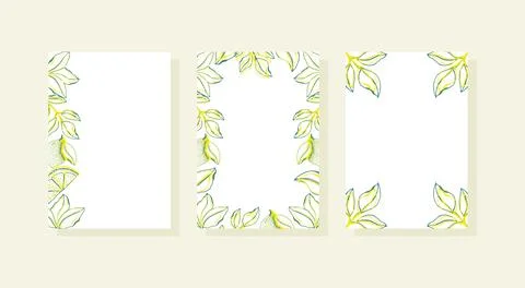 Set of wedding templates with lime and leaves Stock Illustration