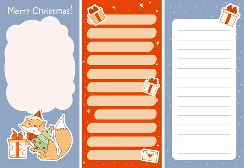 Set of weekly or daily planner, note paper, to do list, stickers templates Merry Stock Illustration