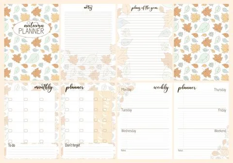 Set of Weekly or Mothly planner, Notebook template Stock Illustration