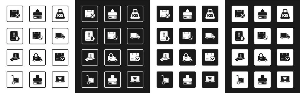Set Weight, Delivery security with shield, Envelope euro symbol, Carton 스톡 일러스트