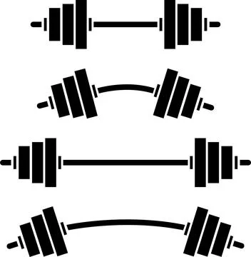 Set weight lifting barbell vector icon. Collection Gym equipment. workout, Stock Illustration