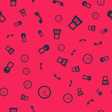 Set Weight plate, Step platform, Kettlebell and on seamless pattern. Vector Stock Illustration