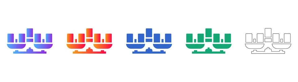 Set of Weight Scale Icons in Gradient and Line Art Styles Stock-Illustration