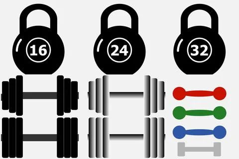 A set of weights and dumbbells Stock Illustration